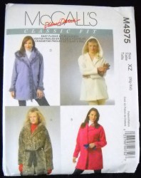 4975  MCCALLS LINED UNLINED COLLAR HOOD JACKET PATTERN S-LARGE or XL - XXL Uncut choice